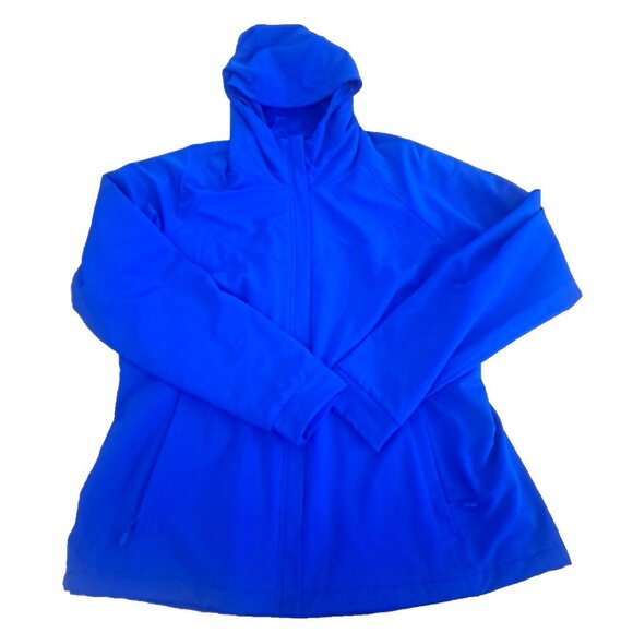 Womens Kirkland Signature Softshell Jacket Blue Hooded Zip Pockets Lined XL - Picture 1 of 7